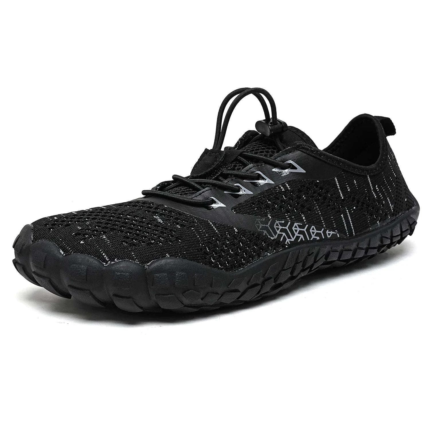 Women's Wide Barefoot Trail Running Shoes-Black-Green / 36