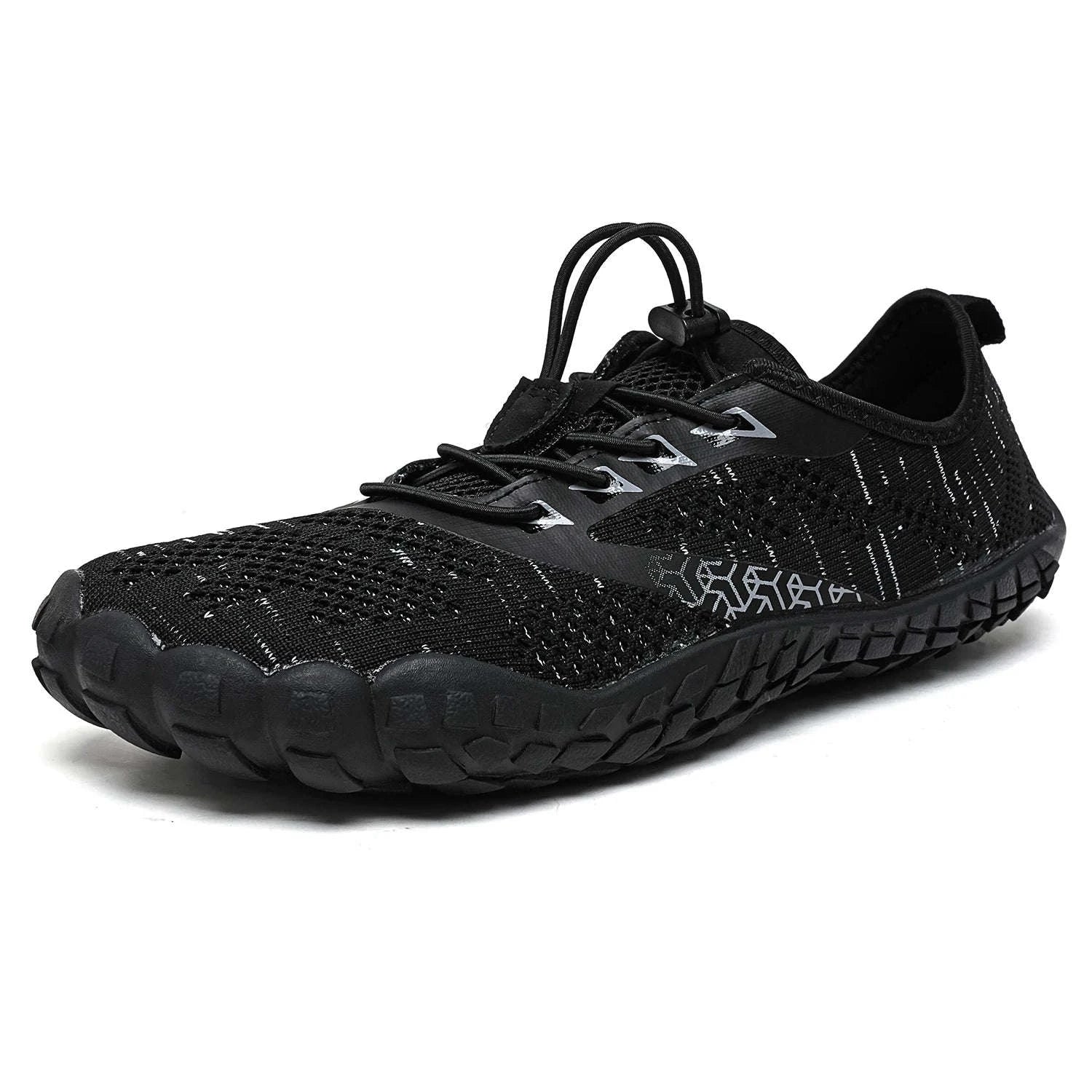 Women's Wide Barefoot Trail Running Shoes-Black-Green / 36