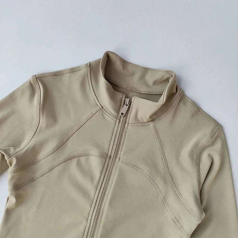 Women's Yoga Jacket with Breathable Comfort and Flexible Fit-M / beige