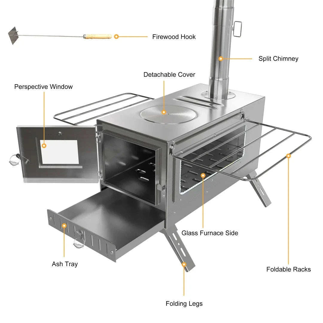 Wood Burning Stove for Camping, Tent Heating and Cooking-Australia