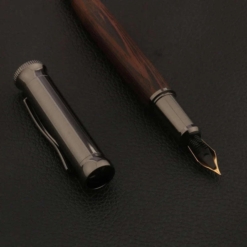 Wood Fountain Pen with Tiger Pattern Finish-Tiger skin pattern