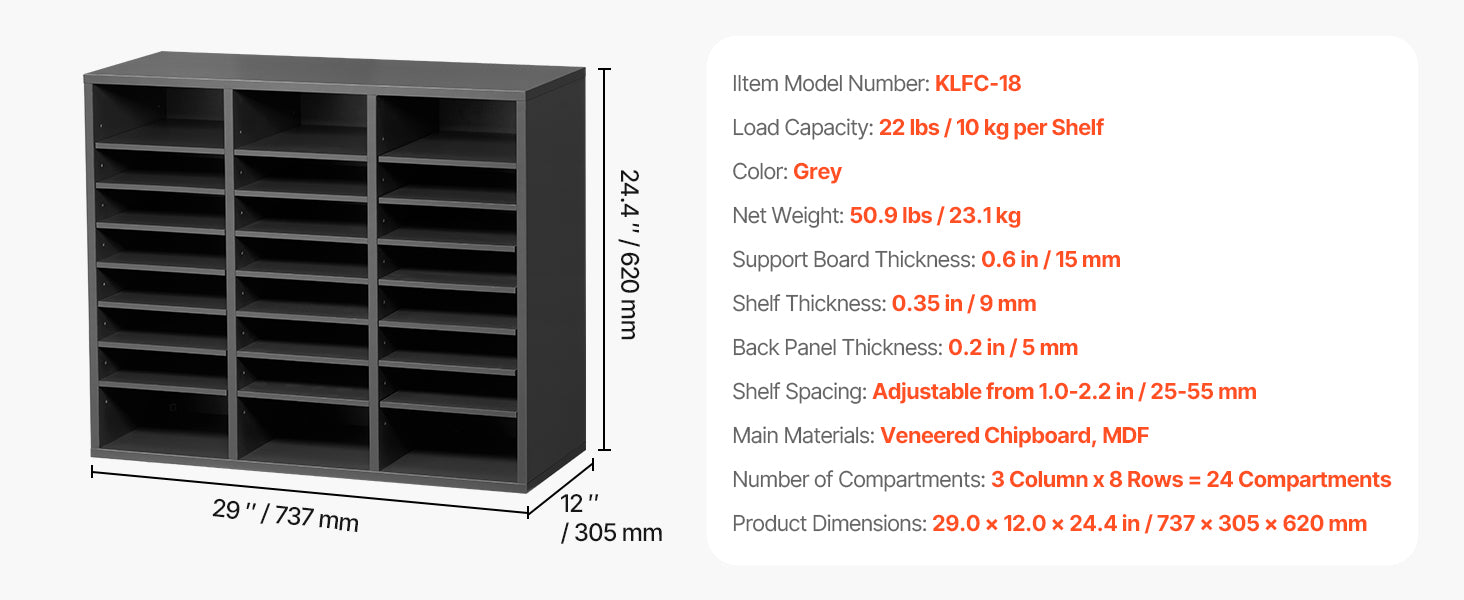 Wood Literature Organizer Mail Sorter for Office, Home, Classroom