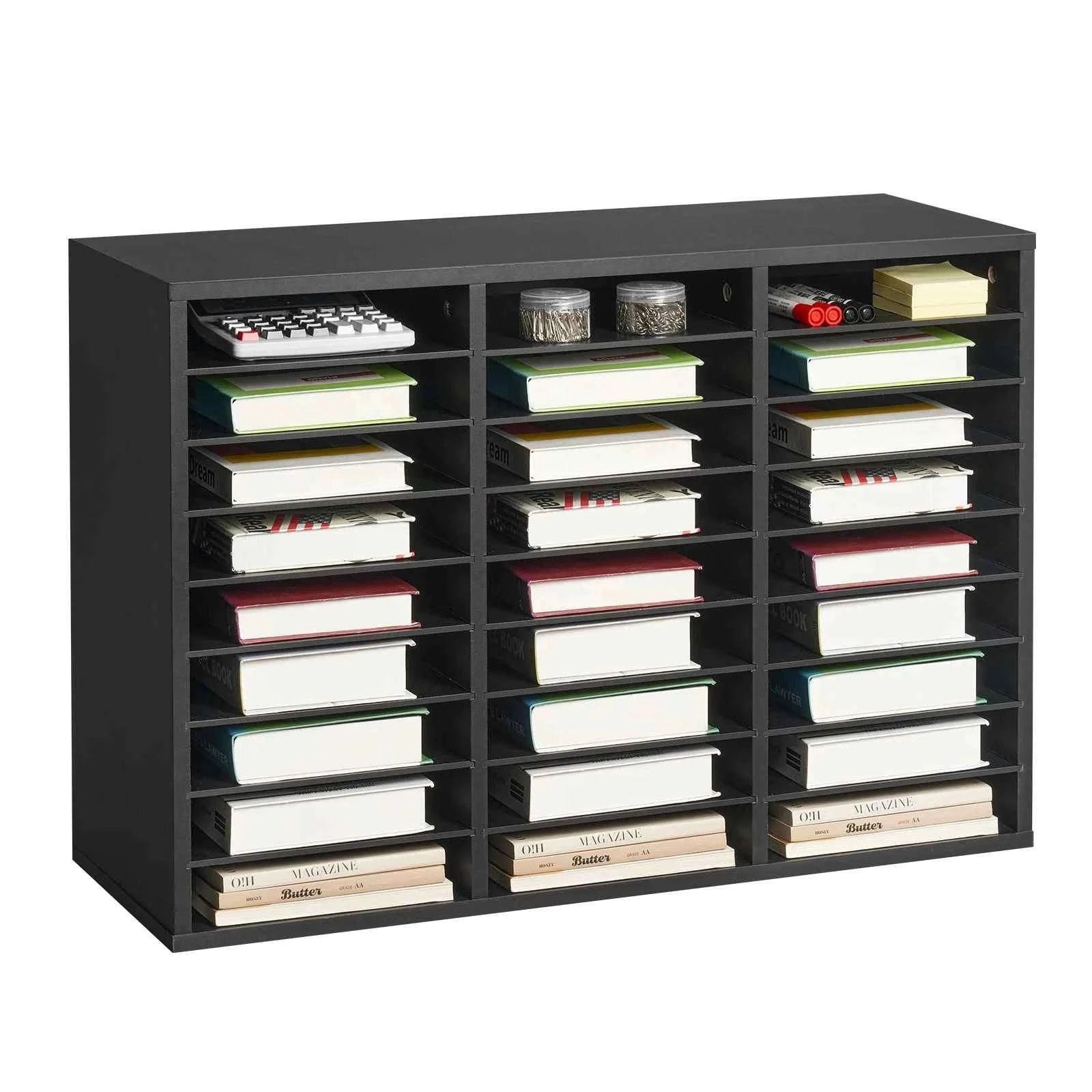 Wood Literature Organizer Mail Sorter for Office, Home, Classroom-36Squares Dark Brown / United States