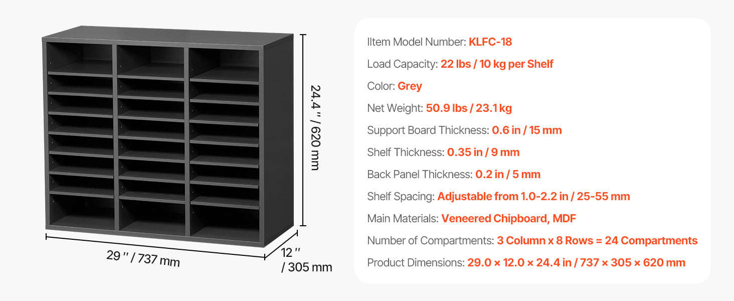 Wood Literature Organizer Mail Sorter for Office, Home, Classroom-36Squares Dark Brown / United States