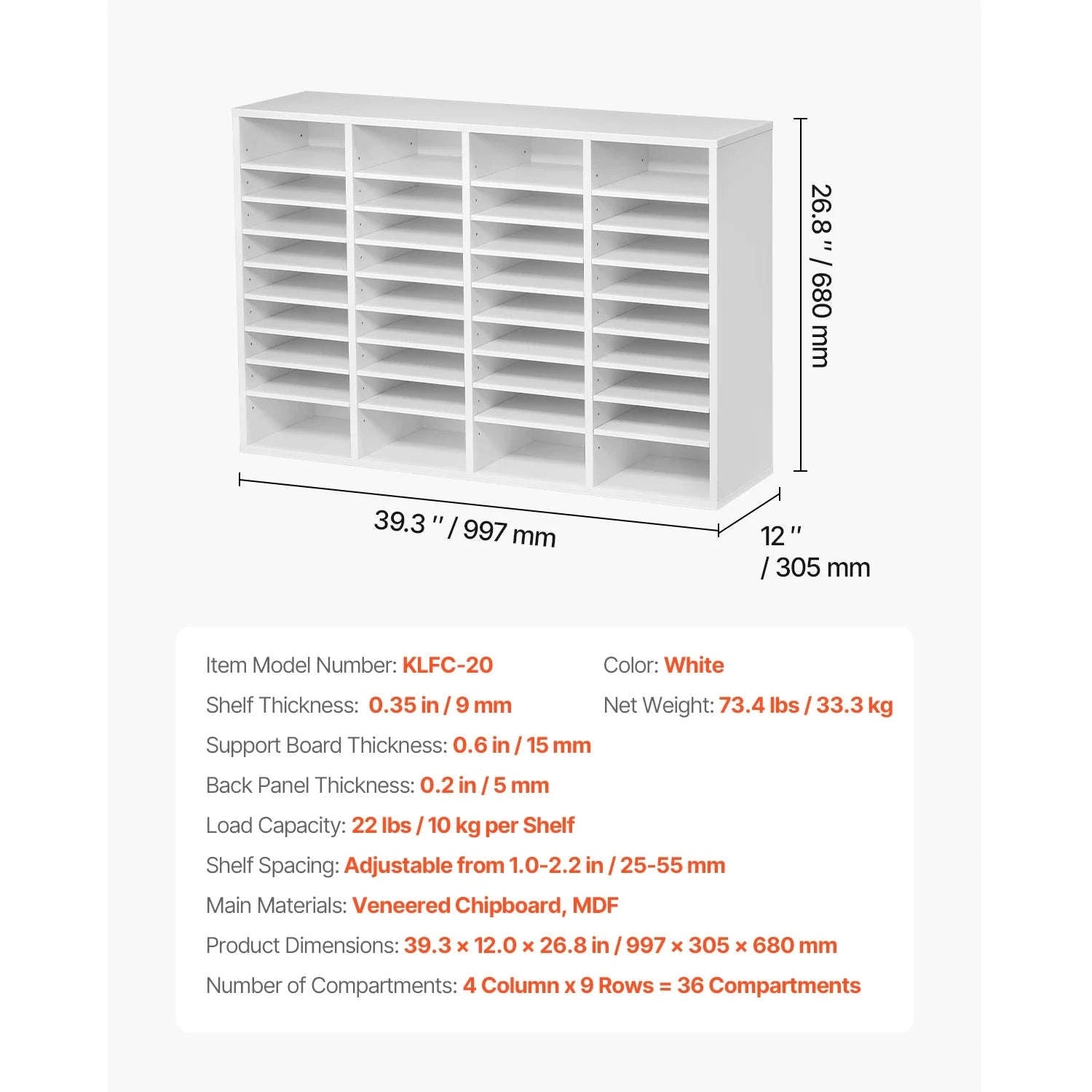 Wood Literature Organizer Mail Sorter for Office, Home, Classroom-36Squares Dark Brown / United States