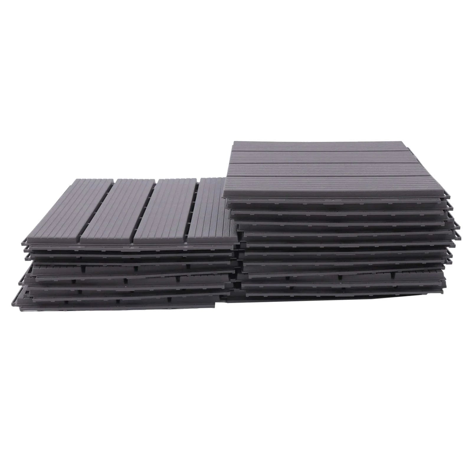 Wood Plastic Composite Patio Deck Tiles – 22 PCS Interlocking Set-Grey / GERMANY