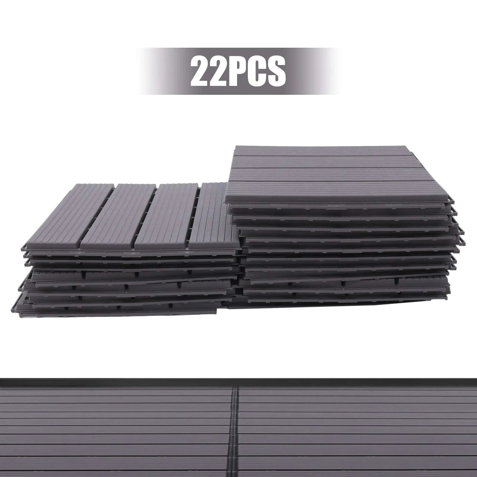 Wood Plastic Composite Patio Deck Tiles – 22 PCS Interlocking Set-Grey / GERMANY