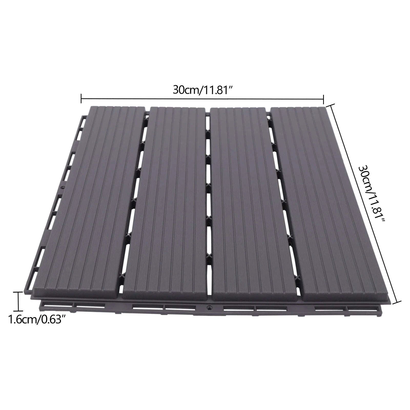 Wood Plastic Composite Patio Deck Tiles – 22 PCS Interlocking Set-Grey / GERMANY