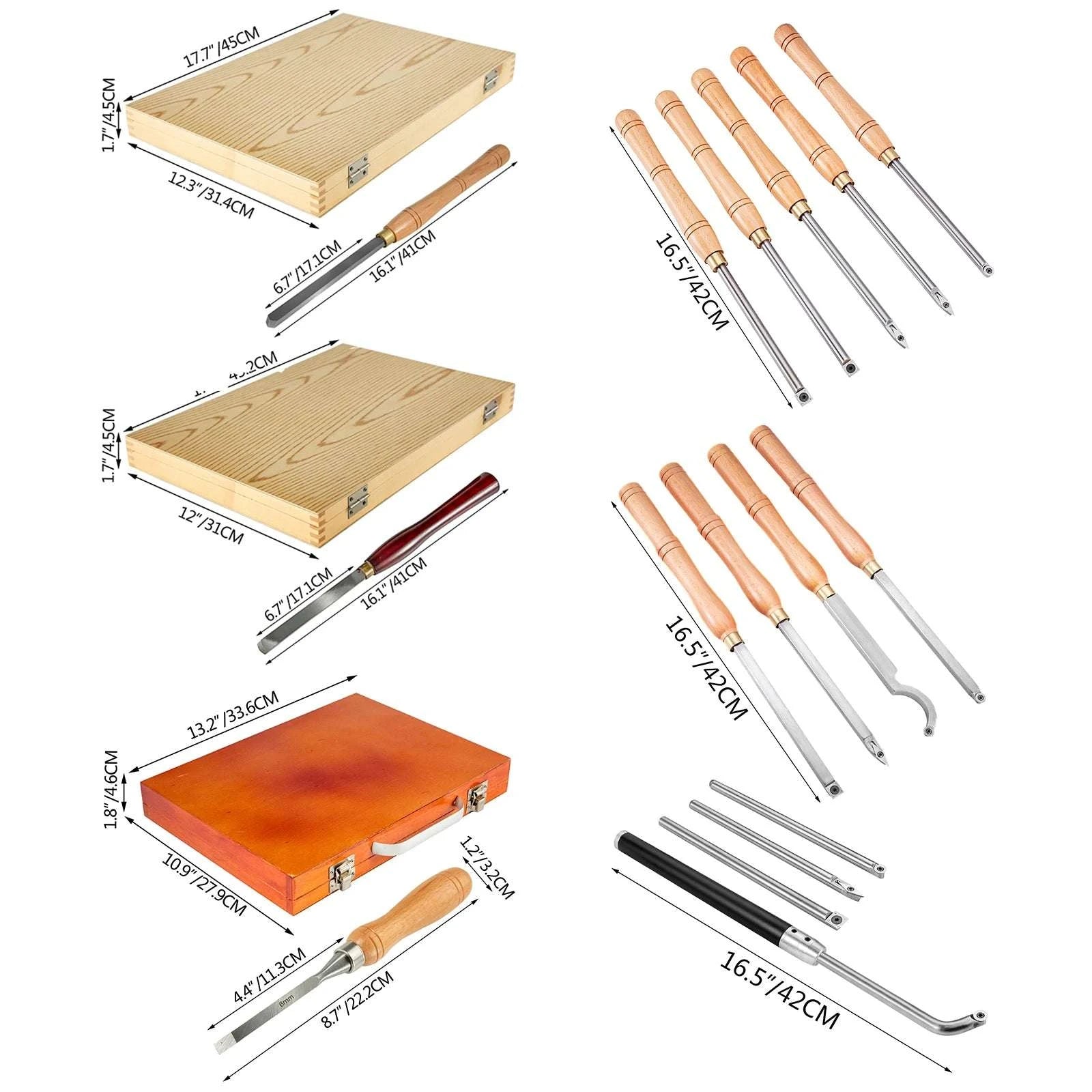 Wood Turning Chisel Set for Lathe Carving and Carpentry-12 PCS / GERMANY