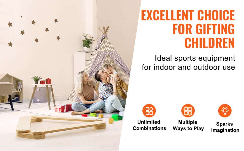 Wooden Kids Balance Beam Set for Indoor & Outdoor Play-3 PCS / france