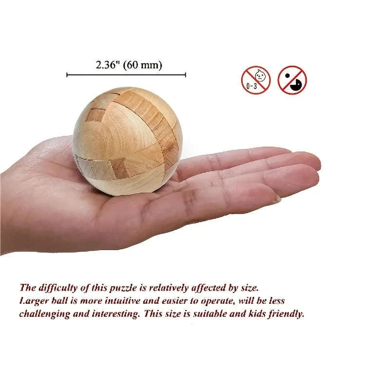 Wooden Puzzle Magic Ball Brain Teaser Toy-Wood Color / China Mainland