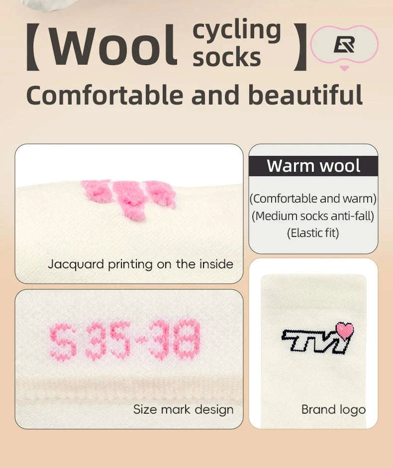 Wool Cycling Socks Moisture-Absorbing Warm Socks for Riding & Hiking-490011 / S(EUR 35-38)
