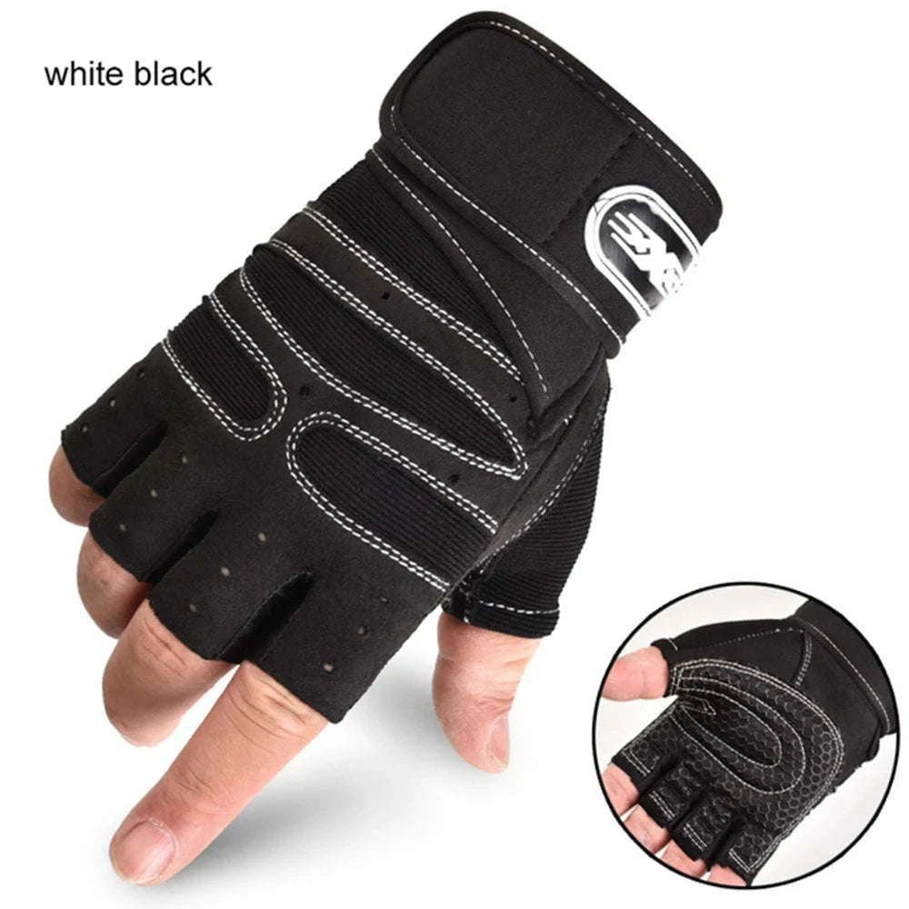 Workout Gloves Half Finger With Wrist Support-Z44-Black / L