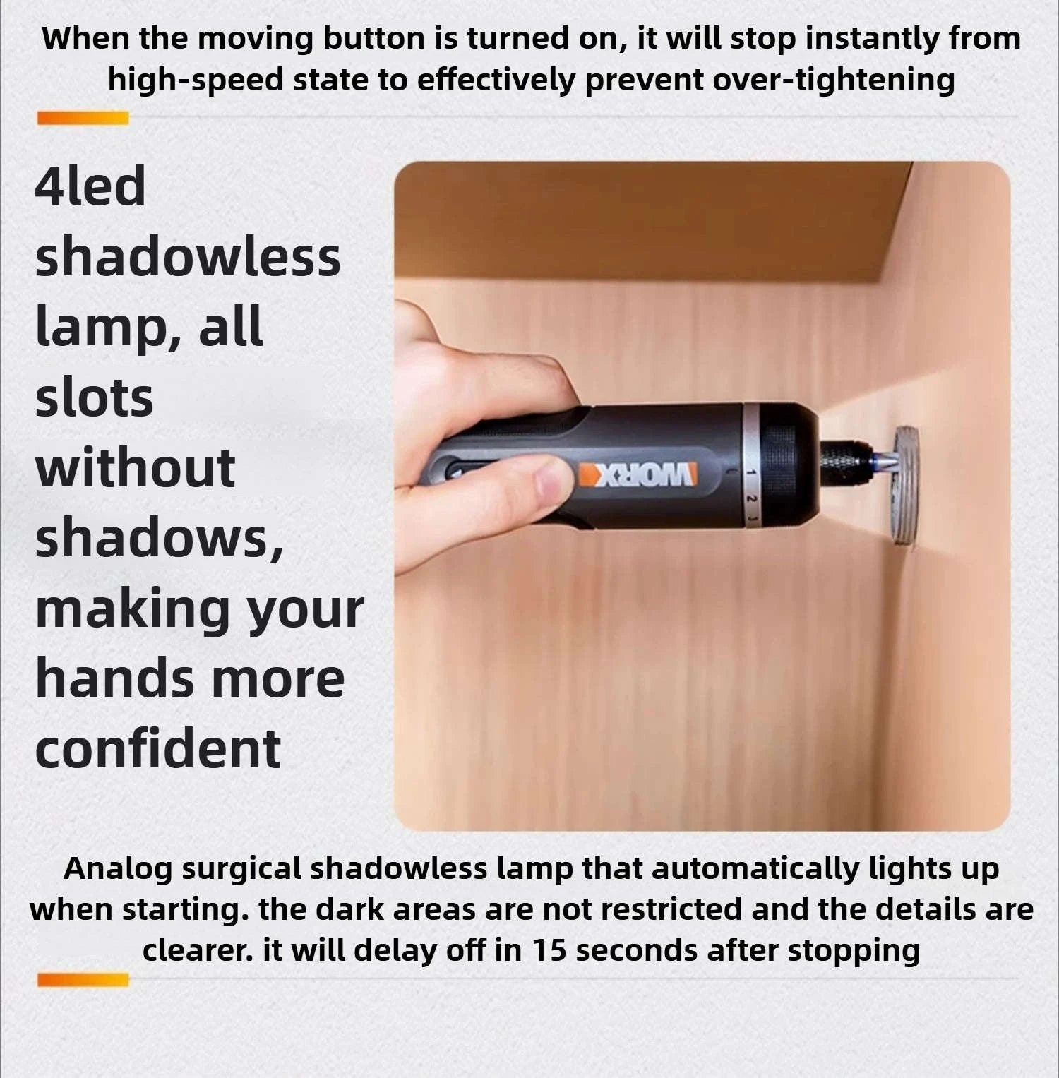 WORX 4V Cordless Electric Screwdriver Set-WX240 plastic box