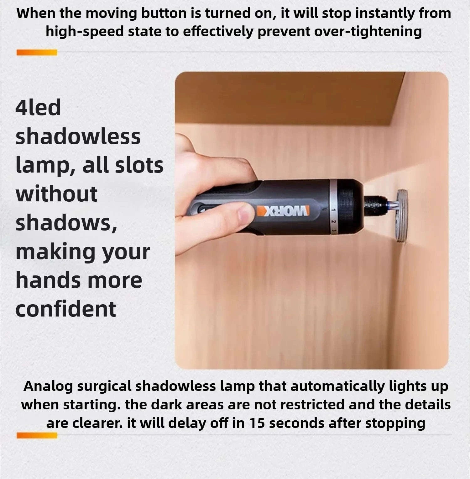 WORX 4V Cordless Electric Screwdriver Set-WX240 plastic box