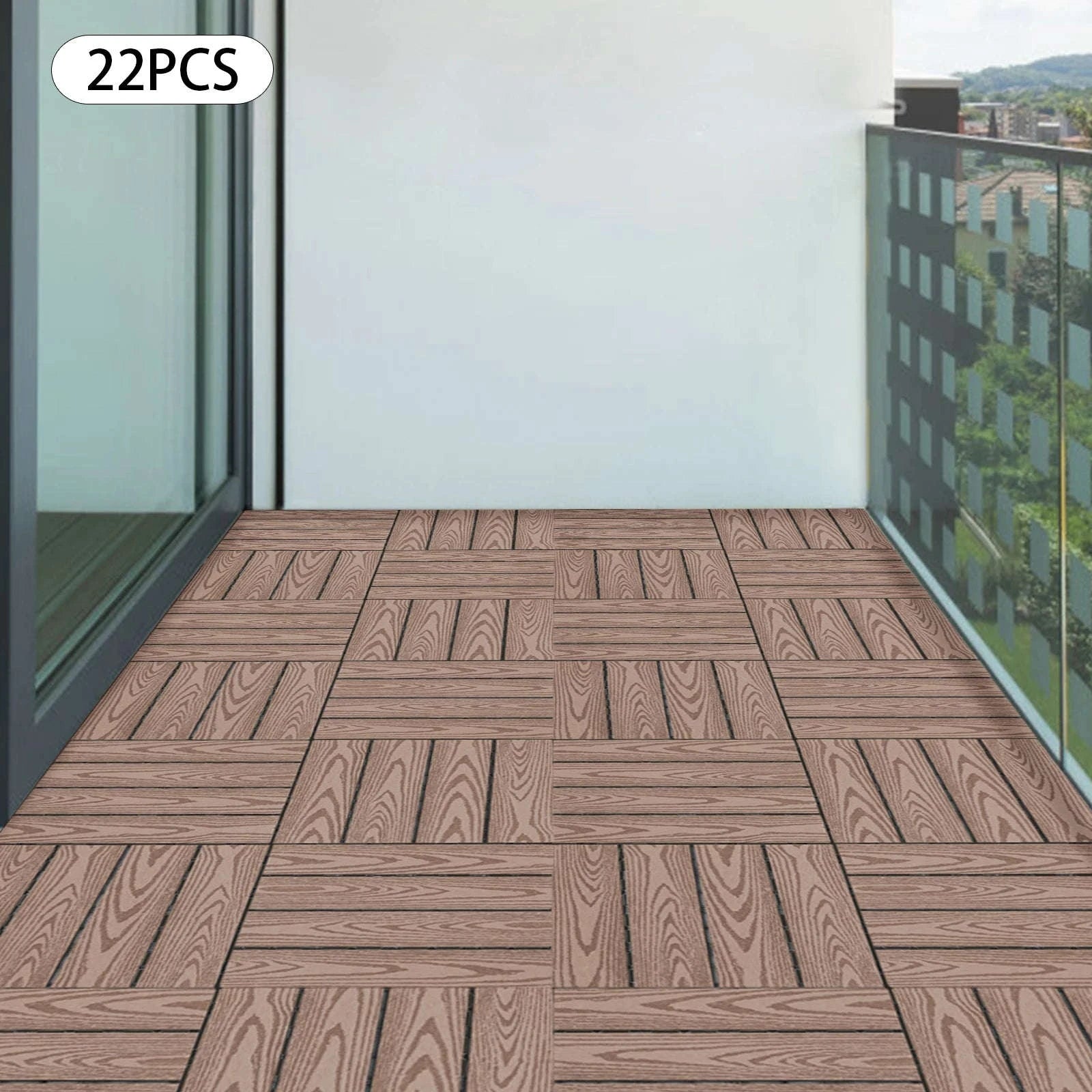 WPC Interlocking Deck Tiles for Patio & Balcony-Coffee / GERMANY