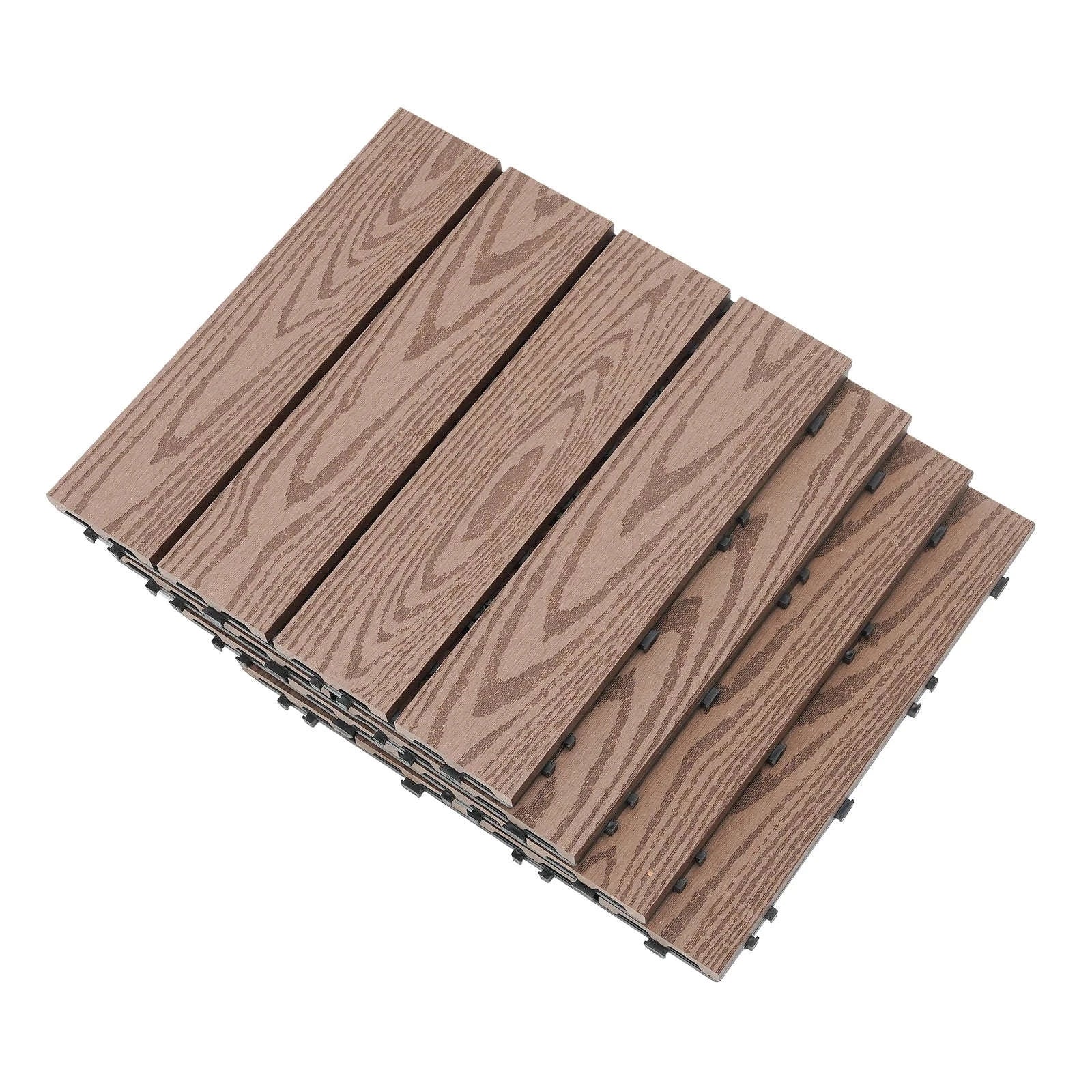 WPC Interlocking Deck Tiles for Patio & Balcony-Coffee / GERMANY