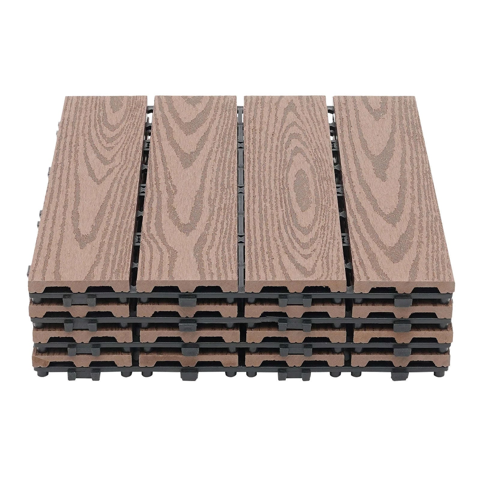 WPC Interlocking Deck Tiles for Patio & Balcony-Coffee / GERMANY