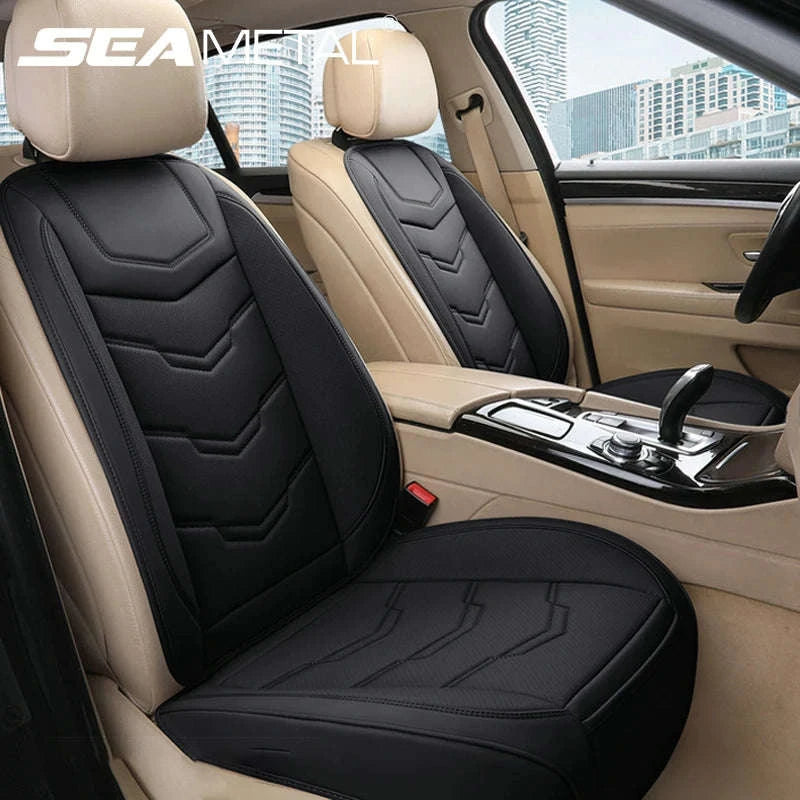 Wrapped Car Seat Cover PU Leather Breathable Seat Protector-black rear 1pc