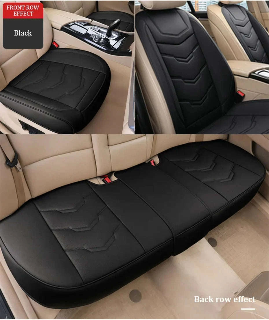 Wrapped Car Seat Cover PU Leather Breathable Seat Protector-black rear 1pc