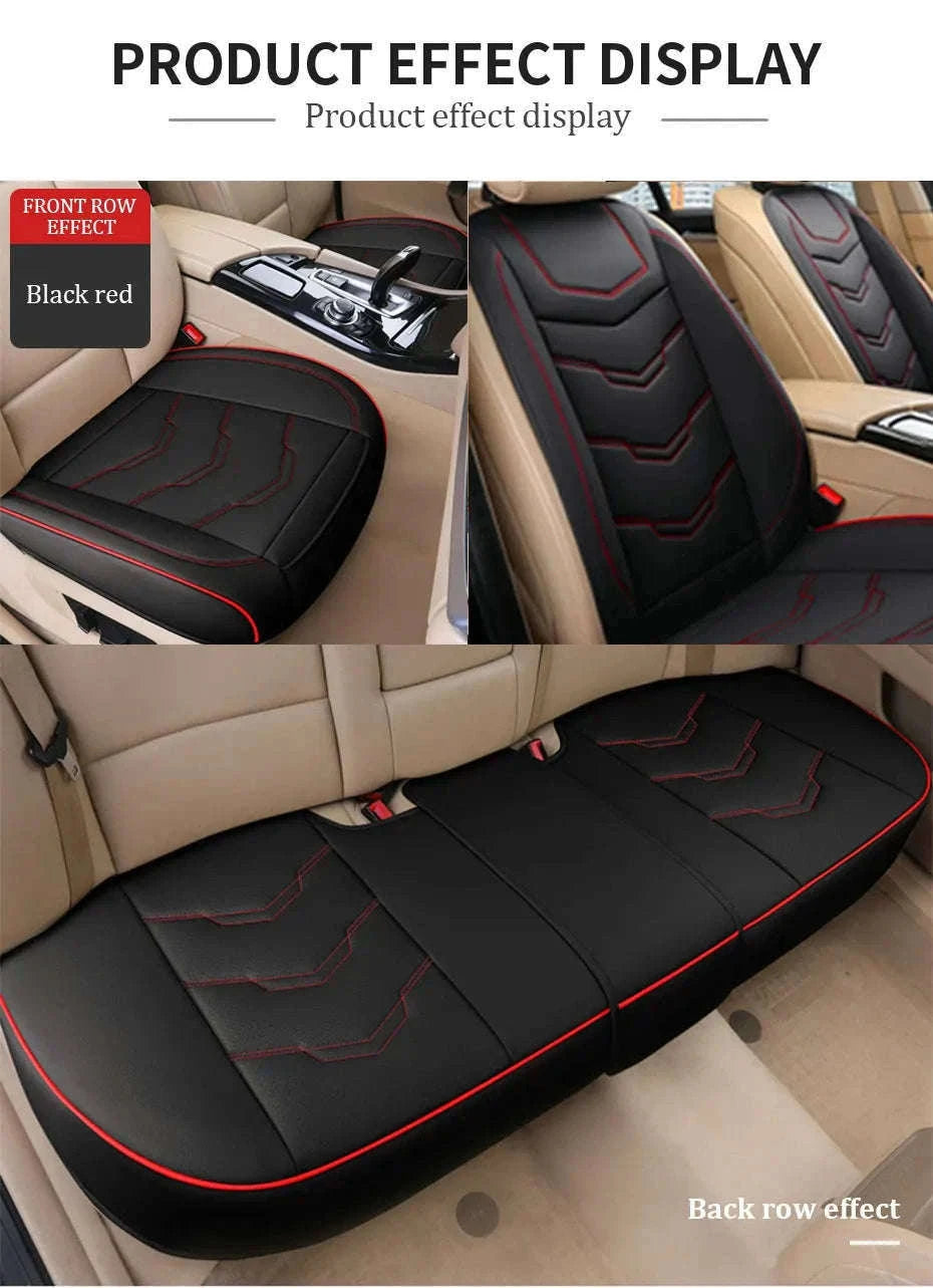 Wrapped Car Seat Cover PU Leather Breathable Seat Protector-black rear 1pc