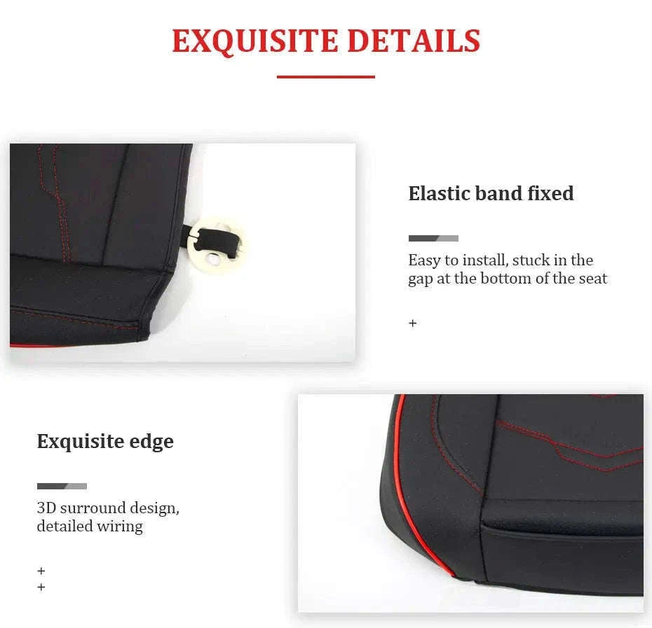 Wrapped Car Seat Cover PU Leather Breathable Seat Protector-black rear 1pc