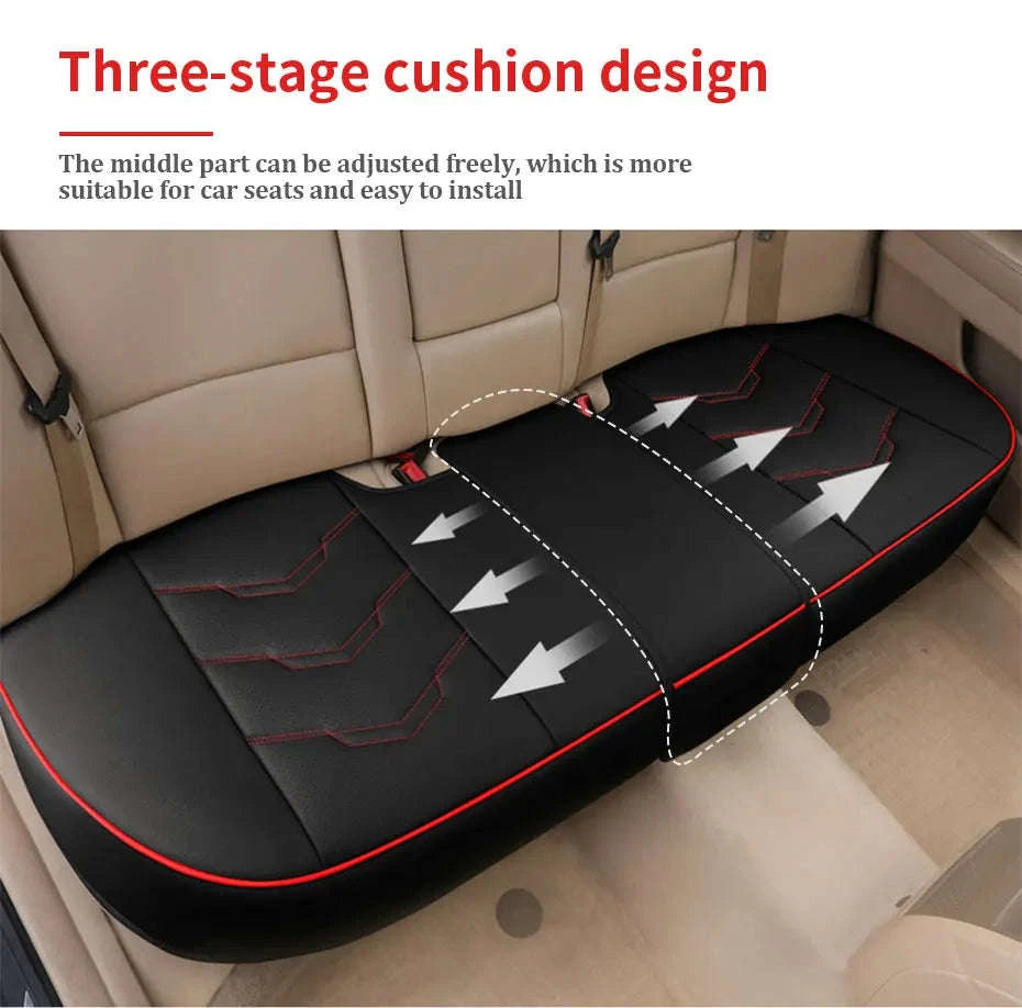 Wrapped Car Seat Cover PU Leather Breathable Seat Protector-black rear 1pc