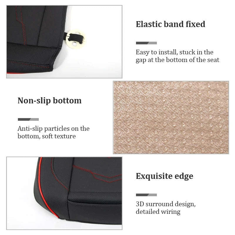 Wrapped Car Seat Cover PU Leather Breathable Seat Protector-black rear 1pc