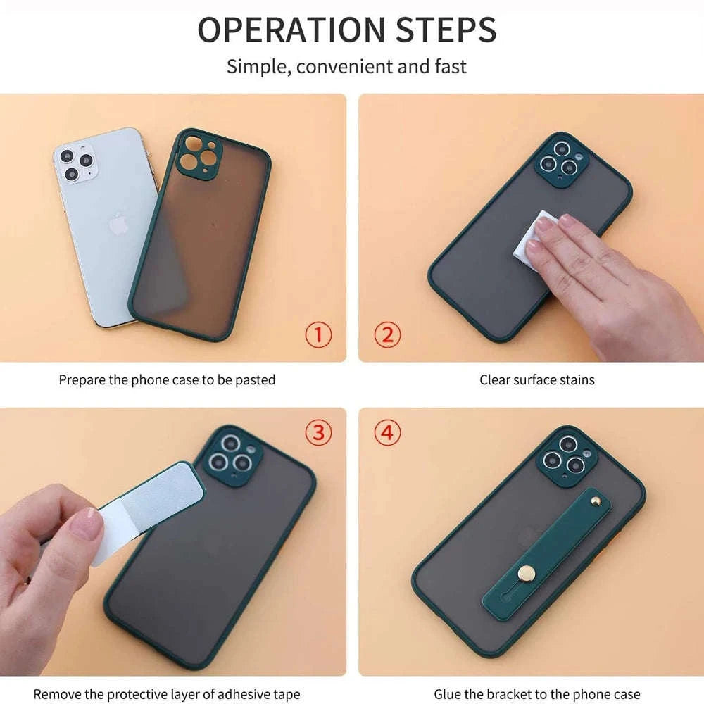 Wrist Band Finger Grip Mobile Phone Holder Stand-Pink