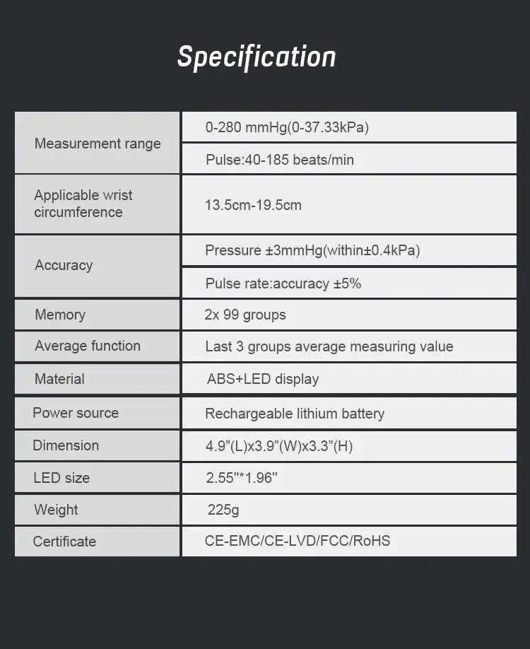 Wrist Type Blood Pressure Monitor with LED Display-Russian Voice