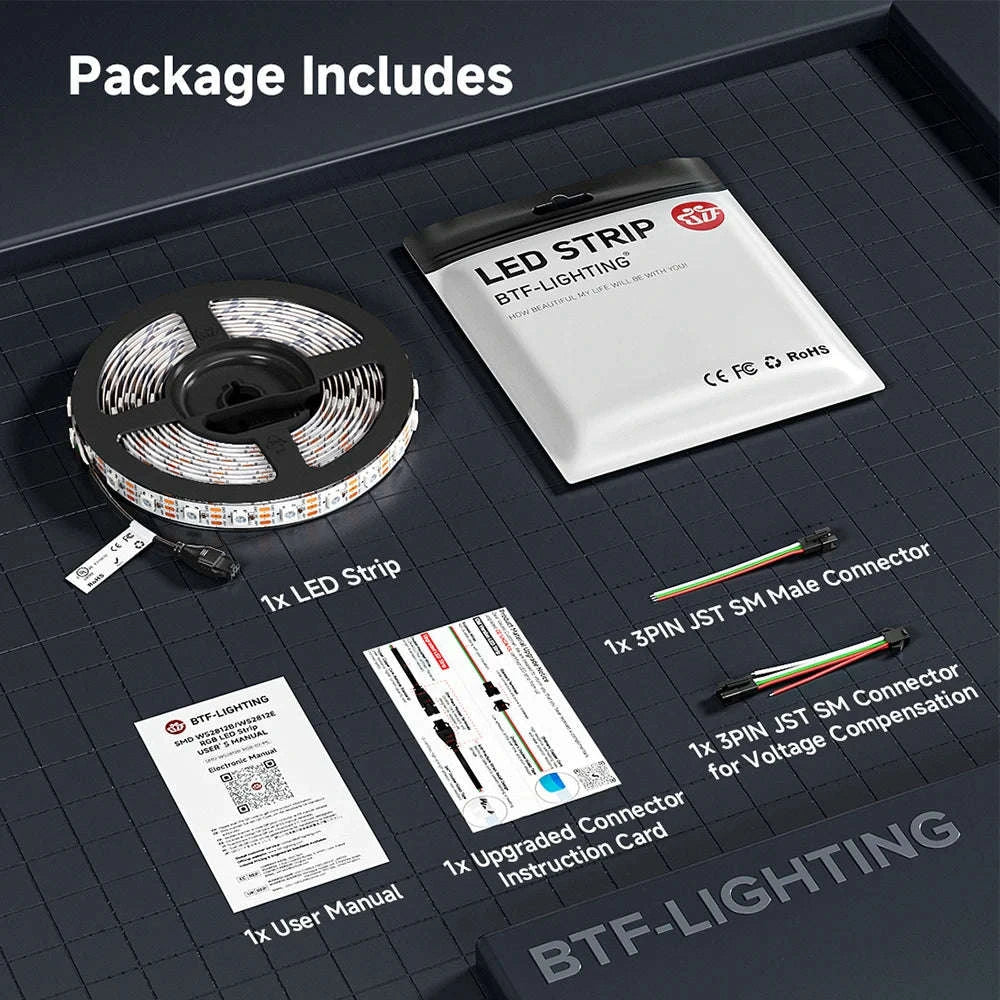 WS2812B Individually Addressable RGB LED Strip Light-WS2812BECO Black PCB / 2m 100 IP30 / China Mainland