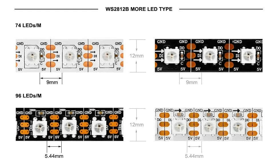 WS2812B Individually Addressable RGB LED Strip Light-WS2812BECO Black PCB / 2m 100 IP30 / China Mainland