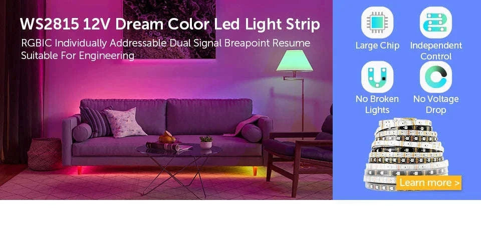 WS2812B Individually Addressable RGB LED Strip Light-WS2812BECO Black PCB / 2m 100 IP30 / China Mainland