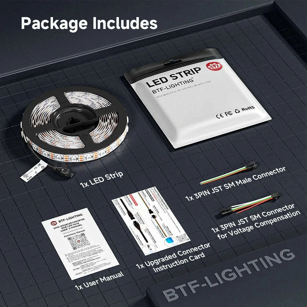 WS2812B Individually Addressable RGB LED Strip Light-WS2812BECO Black PCB / 2m 100 IP30 / China Mainland