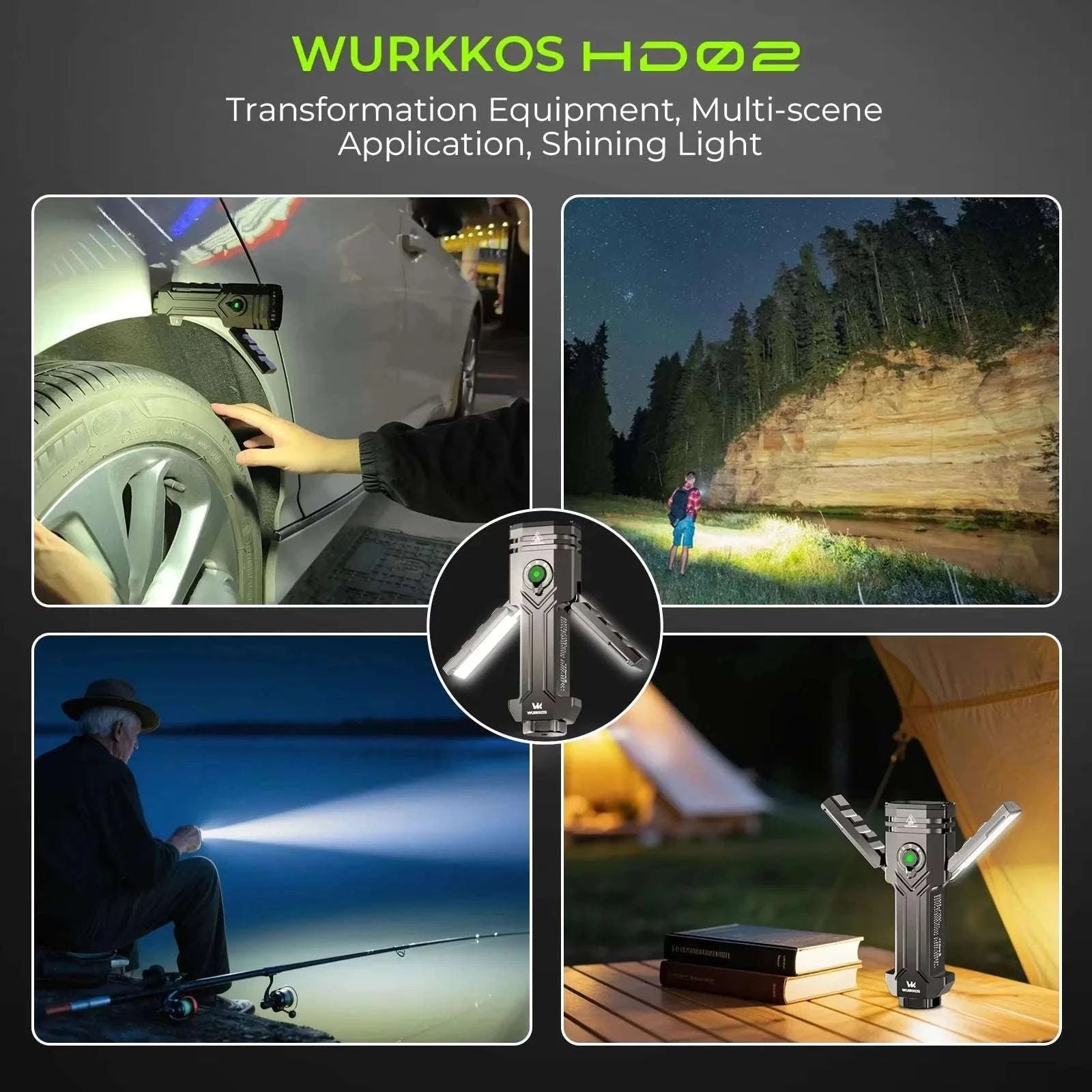 Wurkkos HD02 LED Camping Light with UV, Green Beam & Magnetic Mount-Starry Night Gray / United States