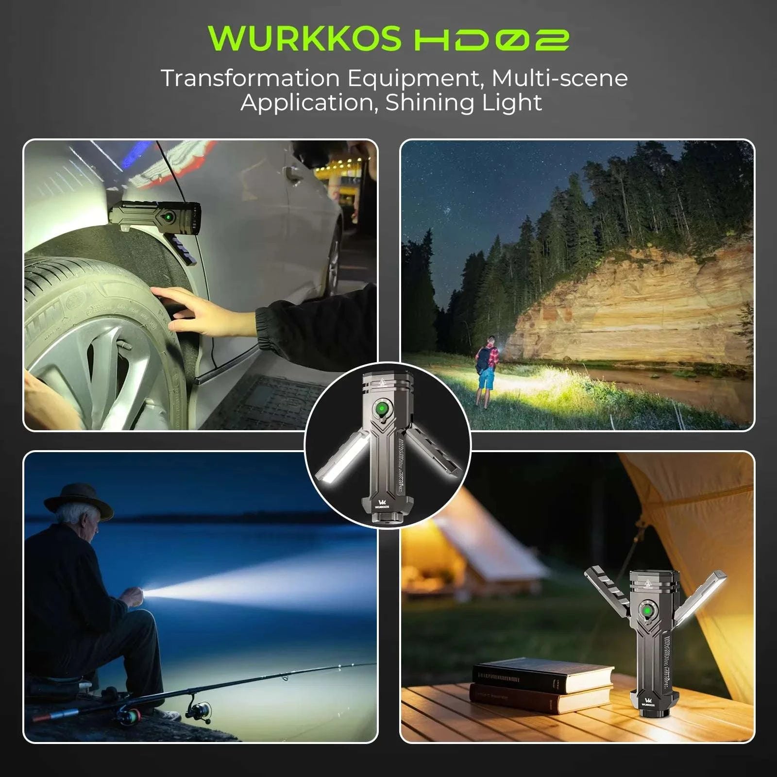 Wurkkos HD02 LED Camping Light with UV, Green Beam & Magnetic Mount-Starry Night Gray / United States
