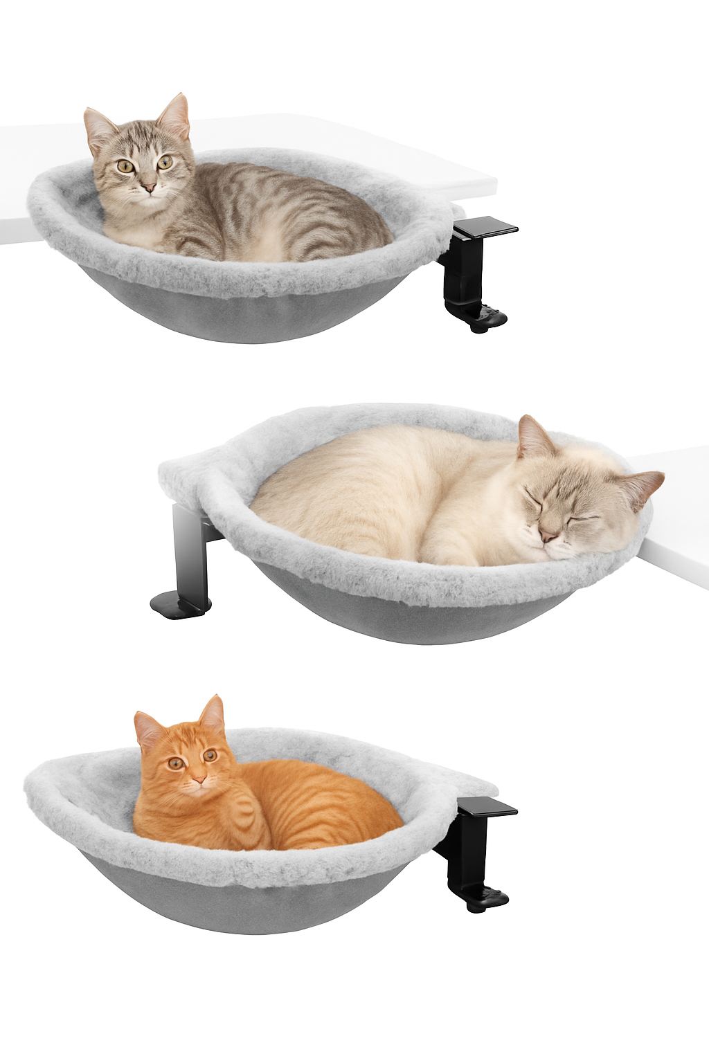 Katzen-Schreibtisch-Hängematte mit Doppelklammer und Kunstfell