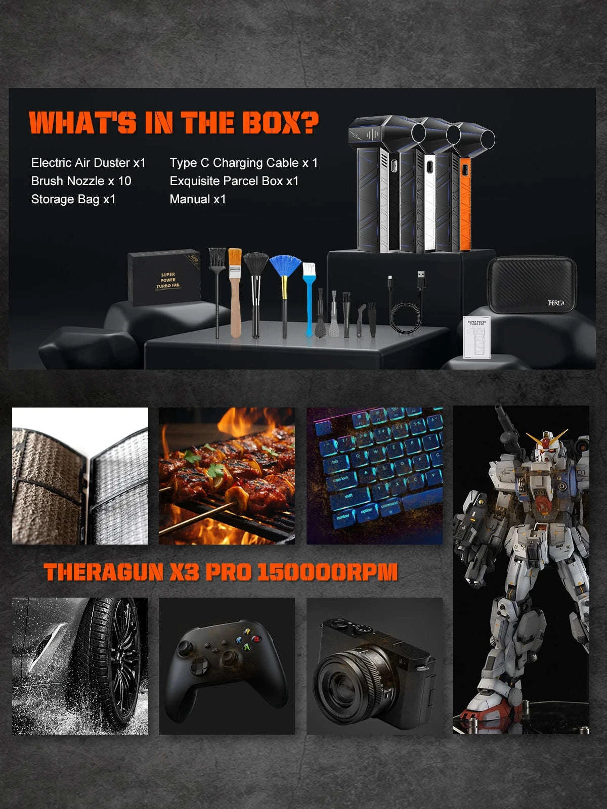 X3Pro Handheld Mini Turbo Jet Fan-X3PRO - Orange / CHINA