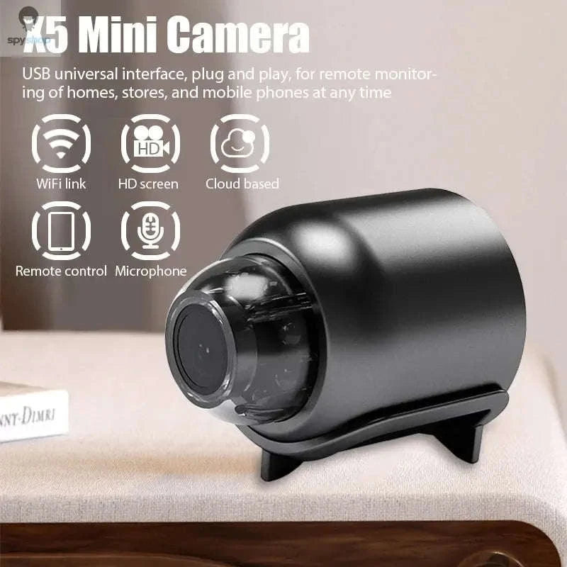 X5 Wireless Mini Camera – Discreet 1080P Security with Night Vision-1080P Black