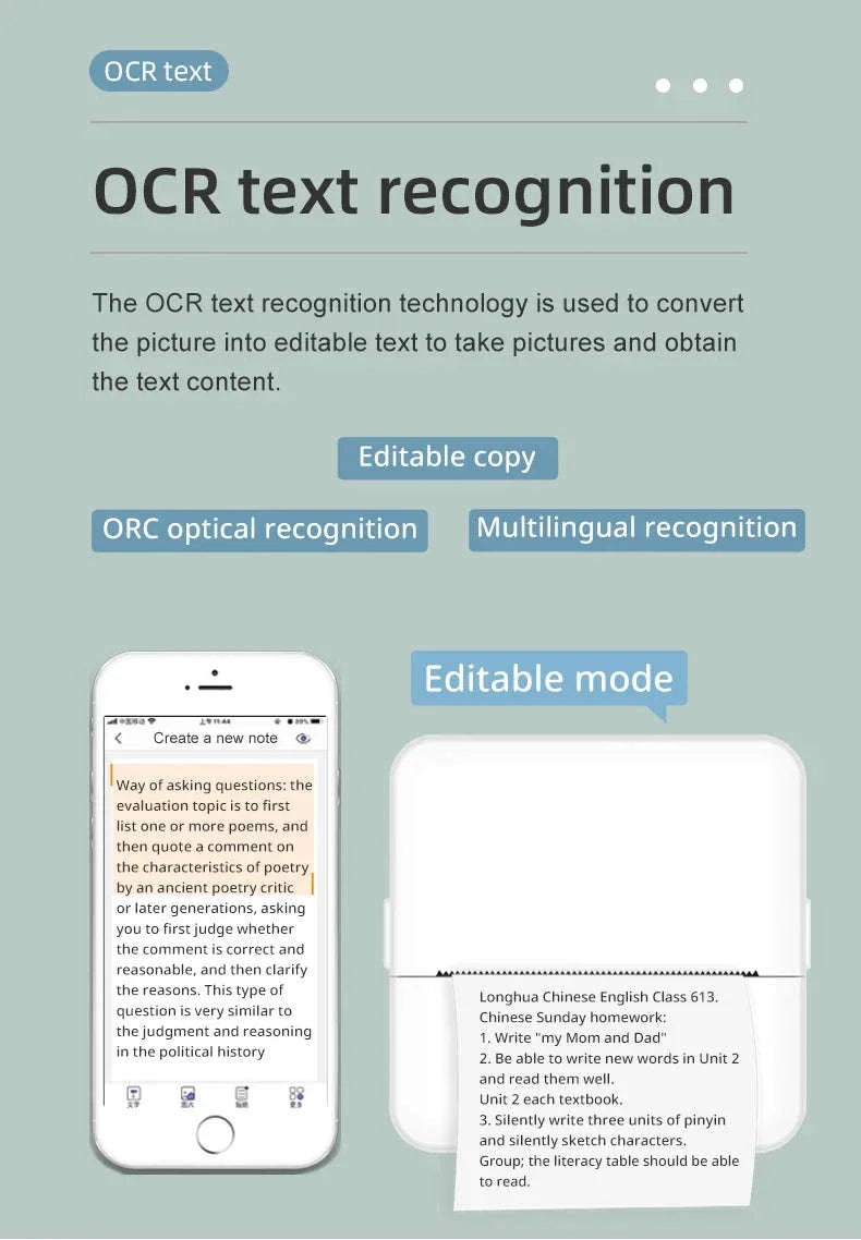 X6 Mini Thermal Printer for Portable Inkless Label & Photo Printing-Pink-set 5