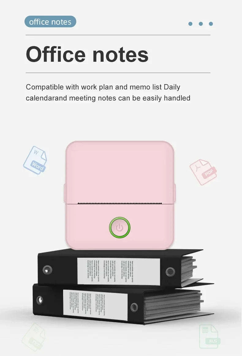 X6 Mini Thermal Printer for Portable Inkless Label & Photo Printing-Pink-set 5