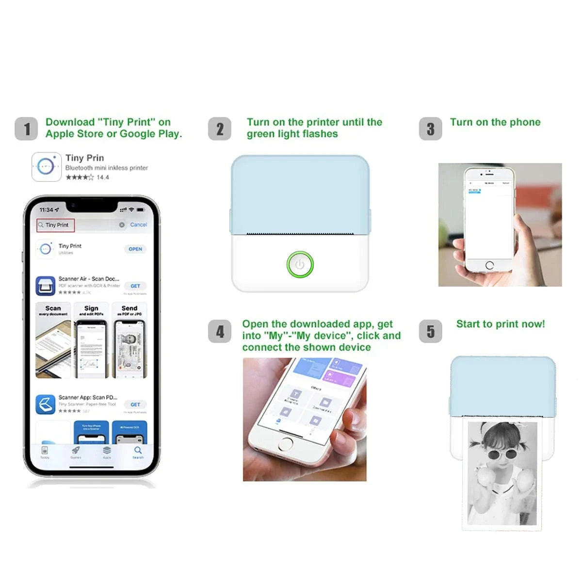 X6 Mini Thermal Printer for Portable Inkless Label & Photo Printing-Pink-set 5