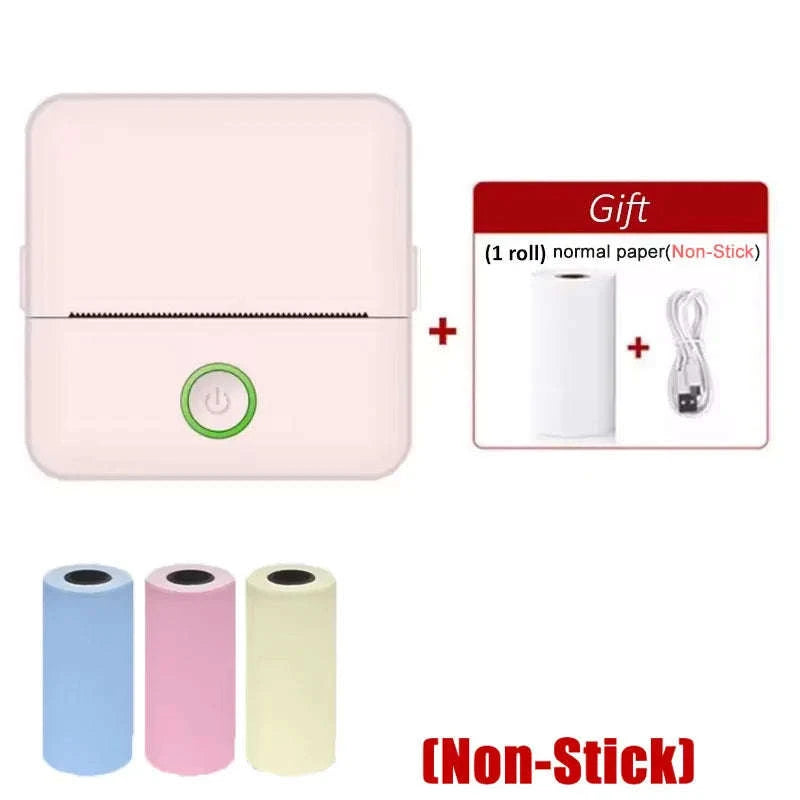 X6 Mini Thermal Printer for Portable Inkless Label & Photo Printing-Pink-set 5