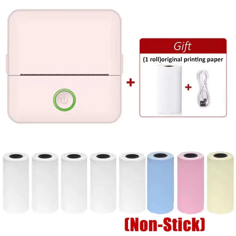 X6 Mini Thermal Printer for Portable Inkless Label & Photo Printing-Pink-set 5