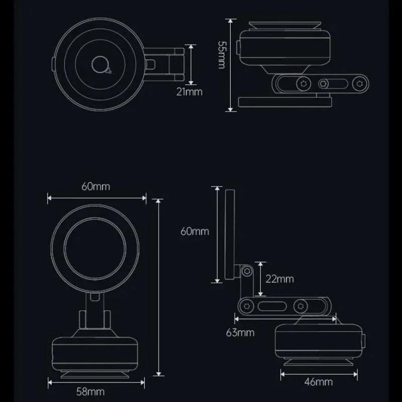 X93 Magnetic Car Phone Holder – 360° Rotation & Strong Suction-X63 Dark Grey