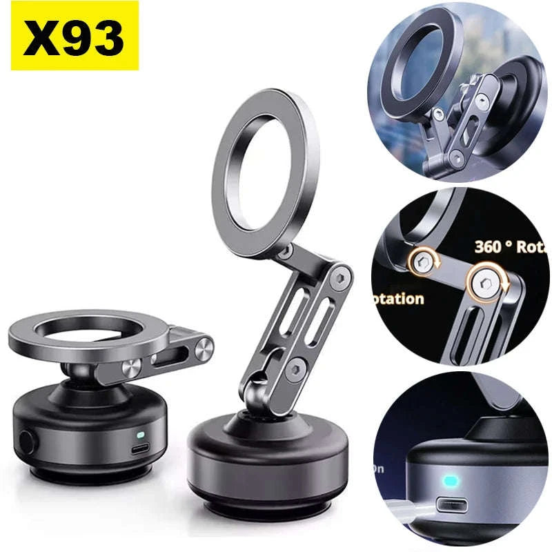 X93 Magnetic Car Phone Holder – 360° Rotation & Strong Suction-X63 Dark Grey