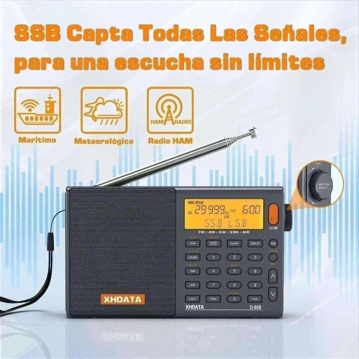 XHDATA D-808 Multiband Portable Radio with SSB, AIR & DSP Tuning-XHDATA-Gray / GERMANY