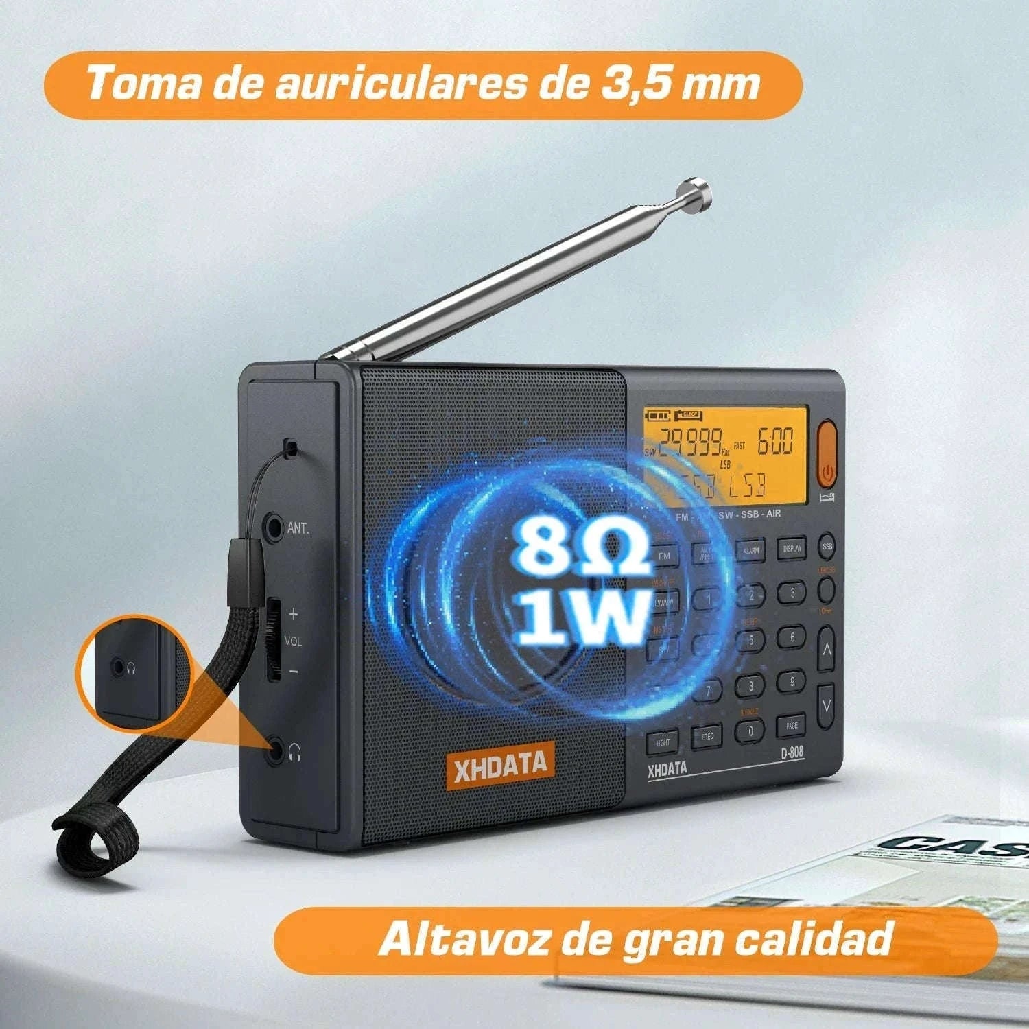 XHDATA D-808 Multiband Portable Radio with SSB, AIR & DSP Tuning-XHDATA-Gray / GERMANY