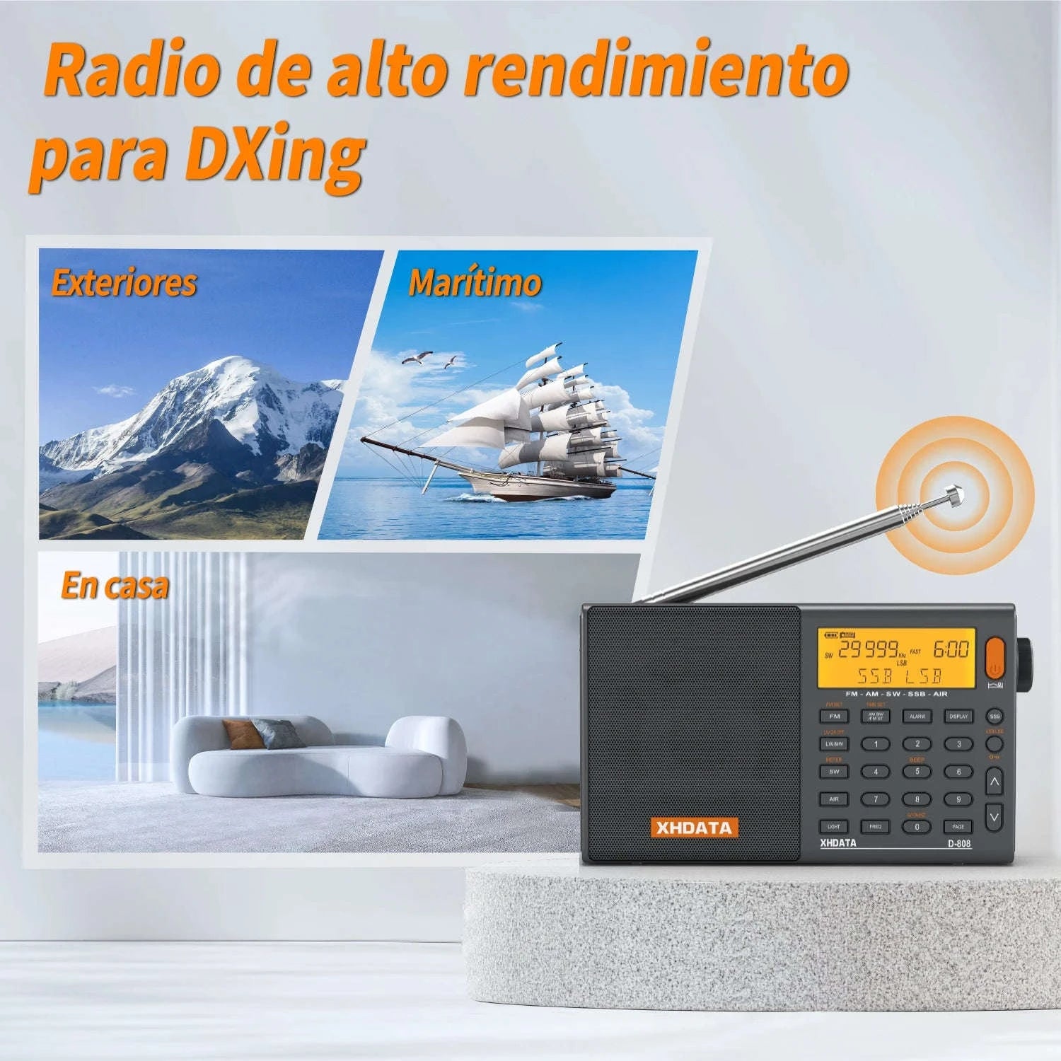 XHDATA D-808 Multiband Portable Radio with SSB, AIR & DSP Tuning-XHDATA-Gray / GERMANY