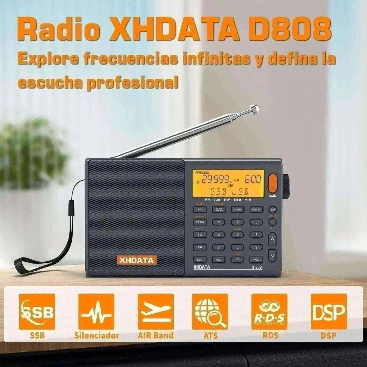 XHDATA D-808 Multiband Portable Radio with SSB, AIR & DSP Tuning-XHDATA-Gray / GERMANY